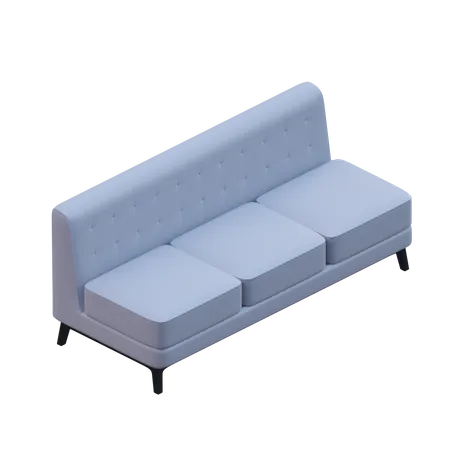 3 D Design Element Of Three Seater Sofa 3D Icon