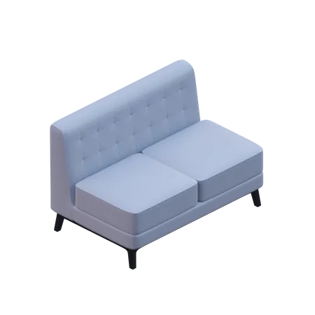 3 D Design Element Of Two Seater Sofa 3D Icon