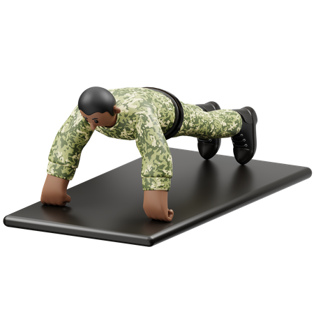 Army man doing Push Up 3D Illustration