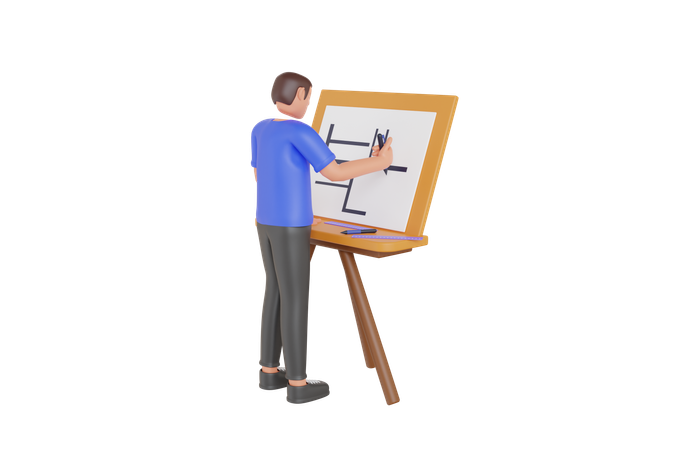 Arquitecto haciendo plano de casa  3D Icon