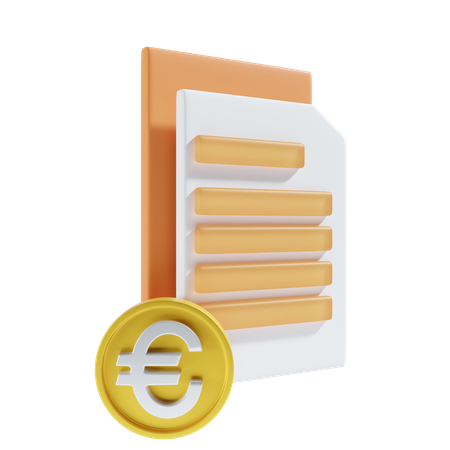 Arquivo de pagamento em euros  3D Icon