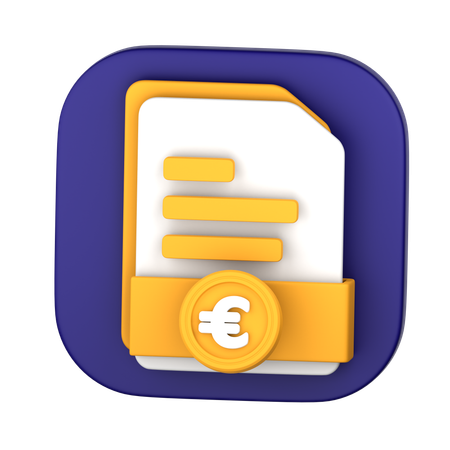 Arquivo de pagamento em euros  3D Icon