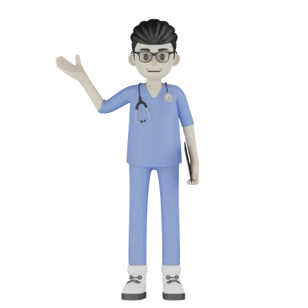 Médico segurando arquivo  3D Illustration