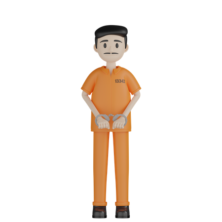 Arrested Prisoner  3D Illustration