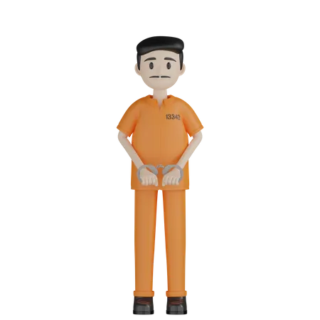 Arrested Prisoner  3D Illustration