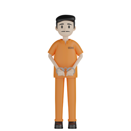 Arrested Prisoner 3D Illustration