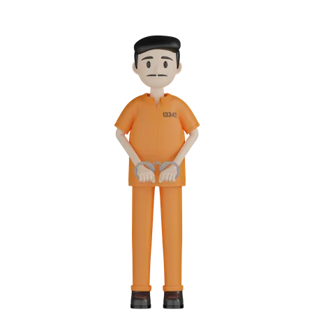 Arrested Prisoner 3D Illustration