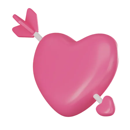 Pink Hearts With Featuring Cupids Arrow Symbol Of Romance And Passion Ideal For Valentines Day Concepts Cards And Romantic Designs 3 D Render Illustration 3D Icon