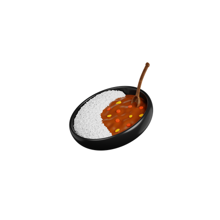 Arroz com curry  3D Icon
