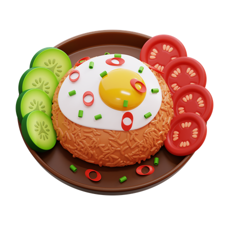 Arroz frito con huevo y verduras  3D Icon