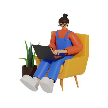 Art of Working from Your Sofa  3D Illustration