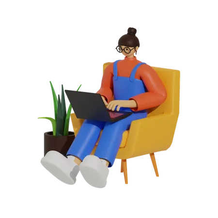 Art of Working from Your Sofa  3D Illustration