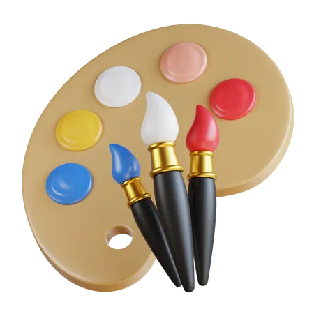 Art Palette And Paintbrush  3D Icon