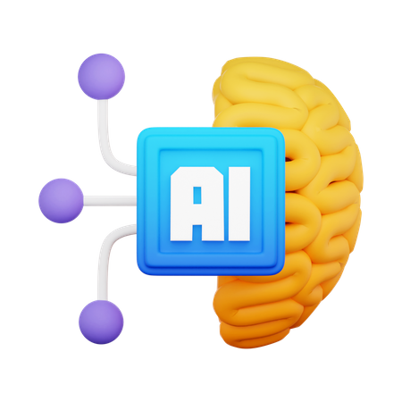 Artificial Intellegence Brain  3D Icon