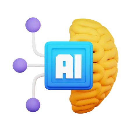 Artificial Intellegence Brain  3D Icon