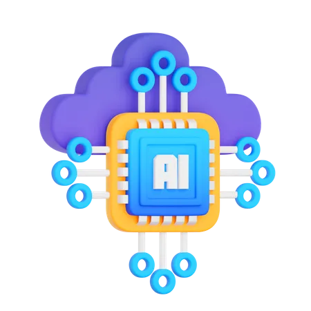 Artificial Intellegence Chip Processor  3D Icon