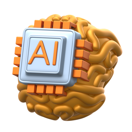 Artificial Intelligence Brain  3D Icon