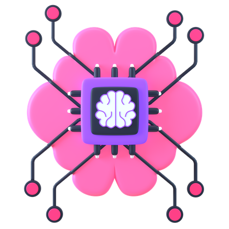 Artificial Intelligence Brain  3D Icon