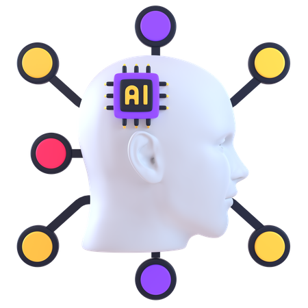 Artificial Intelligence Brain  3D Icon