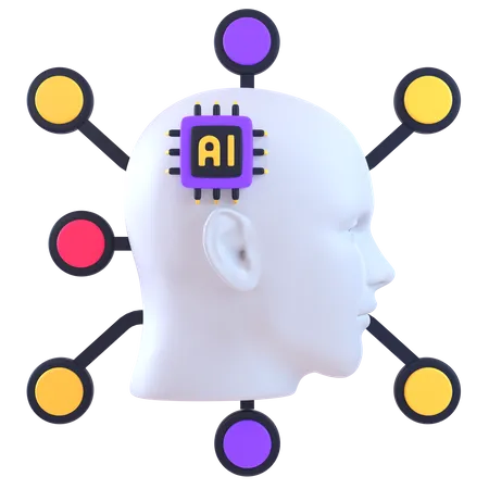 Artificial Intelligence Brain  3D Icon