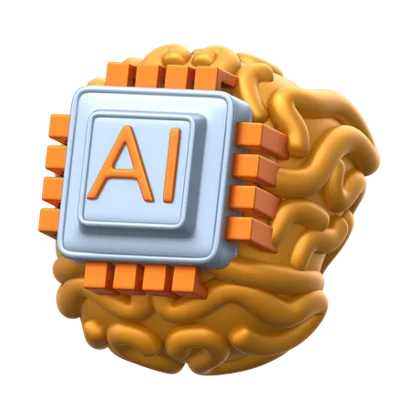 Artificial Intelligence Brain  3D Icon