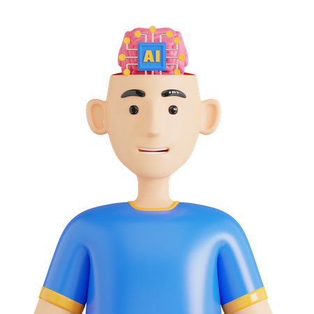 Artificial Intelligence Brain  3D Icon