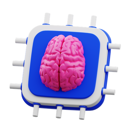 Artificial Intelligence Brain Chip  3D Icon