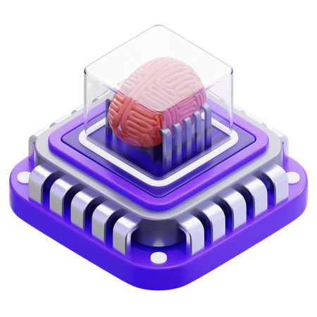 人工知能脳チップ  3D Icon