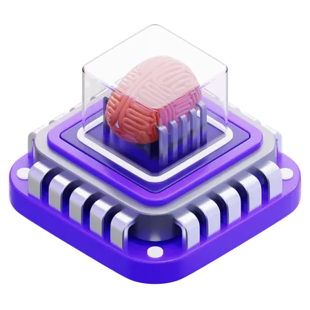 人工知能脳チップ  3D Icon