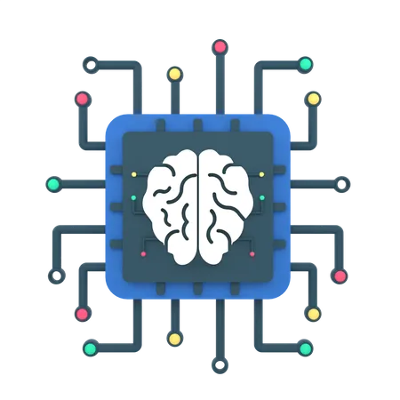 Artificial intelligence brain chip  3D Icon