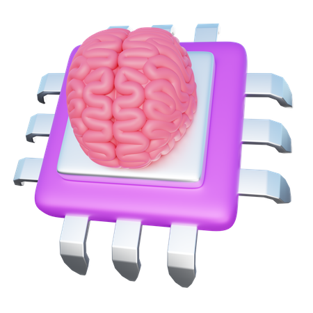 Artificial Intelligence Brain Chip  3D Icon