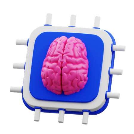 Artificial Intelligence Brain Chip  3D Icon