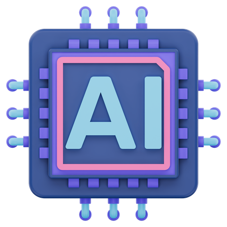 Artificial Intelligence Chip  3D Icon