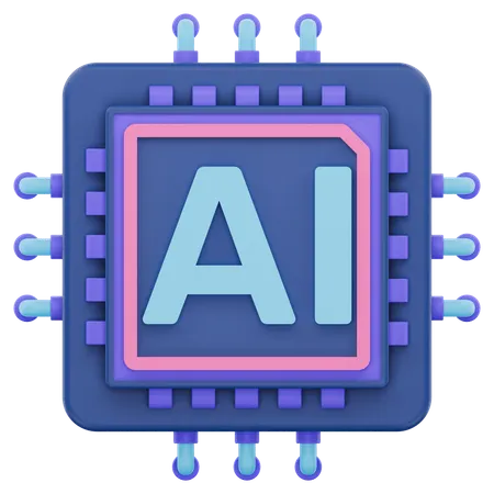 Artificial Intelligence Chip  3D Icon