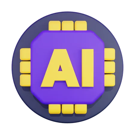 Artificial Intelligence Chip  3D Icon