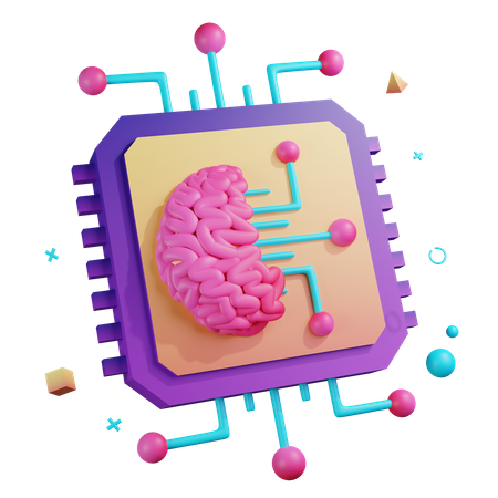 Artificial Intelligence Chip  3D Illustration