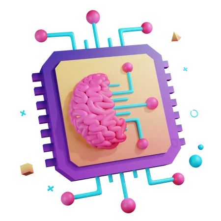 Artificial Intelligence Chip  3D Illustration