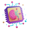 3d ai brain microchip logo