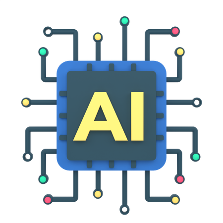 Artificial intelligence chip 3D Icon