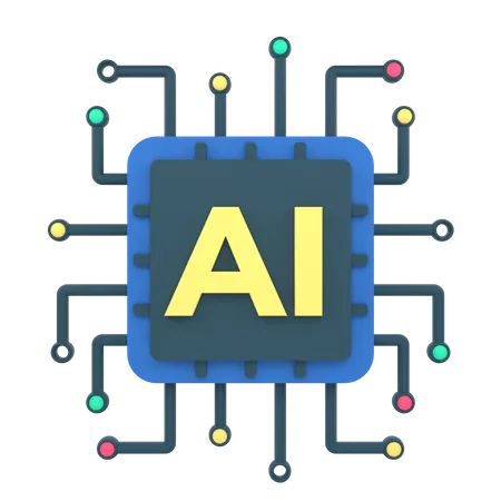 Artificial intelligence chip 3D Icon