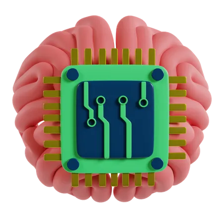Artificial Intelligence Chip Brain  3D Icon