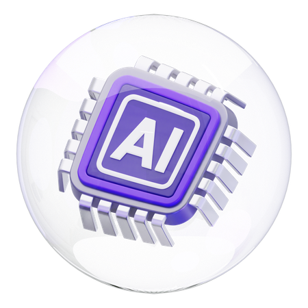 Artificial Intelligence Chip Bubble  3D Icon