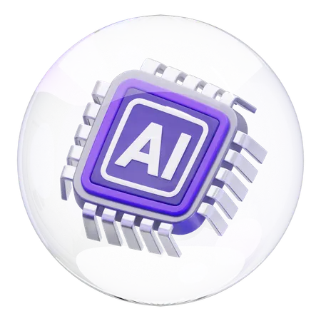 Artificial Intelligence Chip Bubble  3D Icon