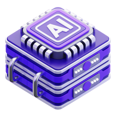 人工知能チップデータベースサーバー  3D Icon