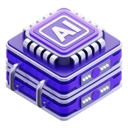 Artificial Intelligence Chip Database Server  3D Icon