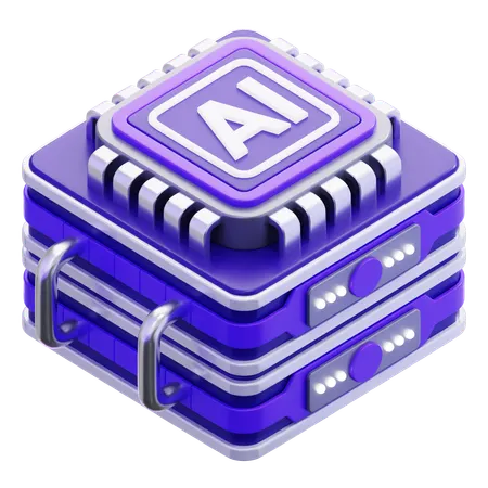 Artificial Intelligence Chip Database Server  3D Icon