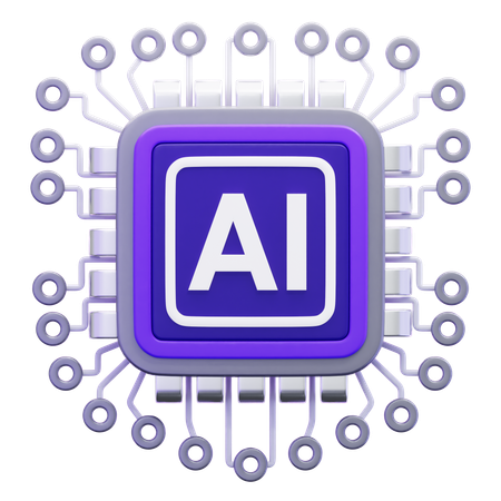 Artificial Intelligence Chip With Neuron  3D Icon