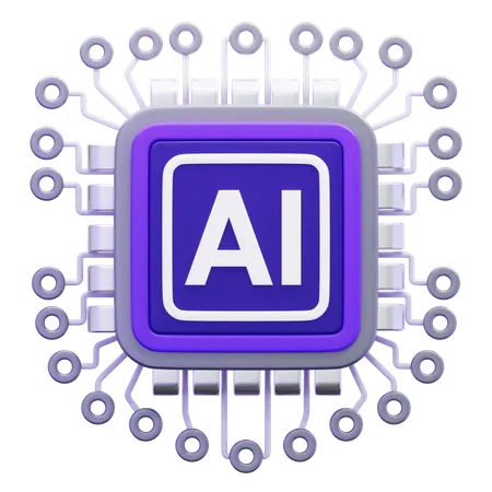 Artificial Intelligence Chip With Neuron  3D Icon