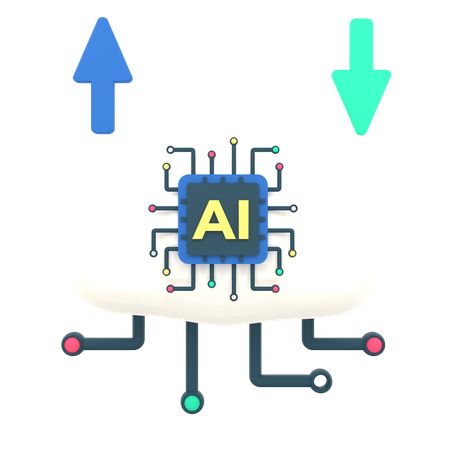 Artificial intelligence cloud computing 3D Icon
