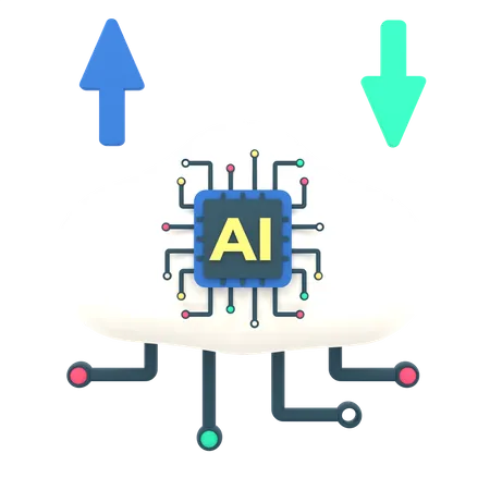 Artificial intelligence cloud computing 3D Icon